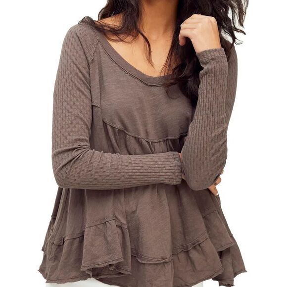 Free People Cotton Sundae Top In Raven Feather - XL - Picture 2 of 3